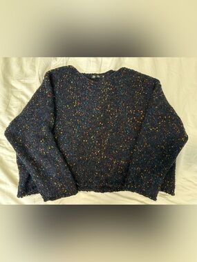 Navy Speckled Crewneck Sweater - Multicolor Fleck